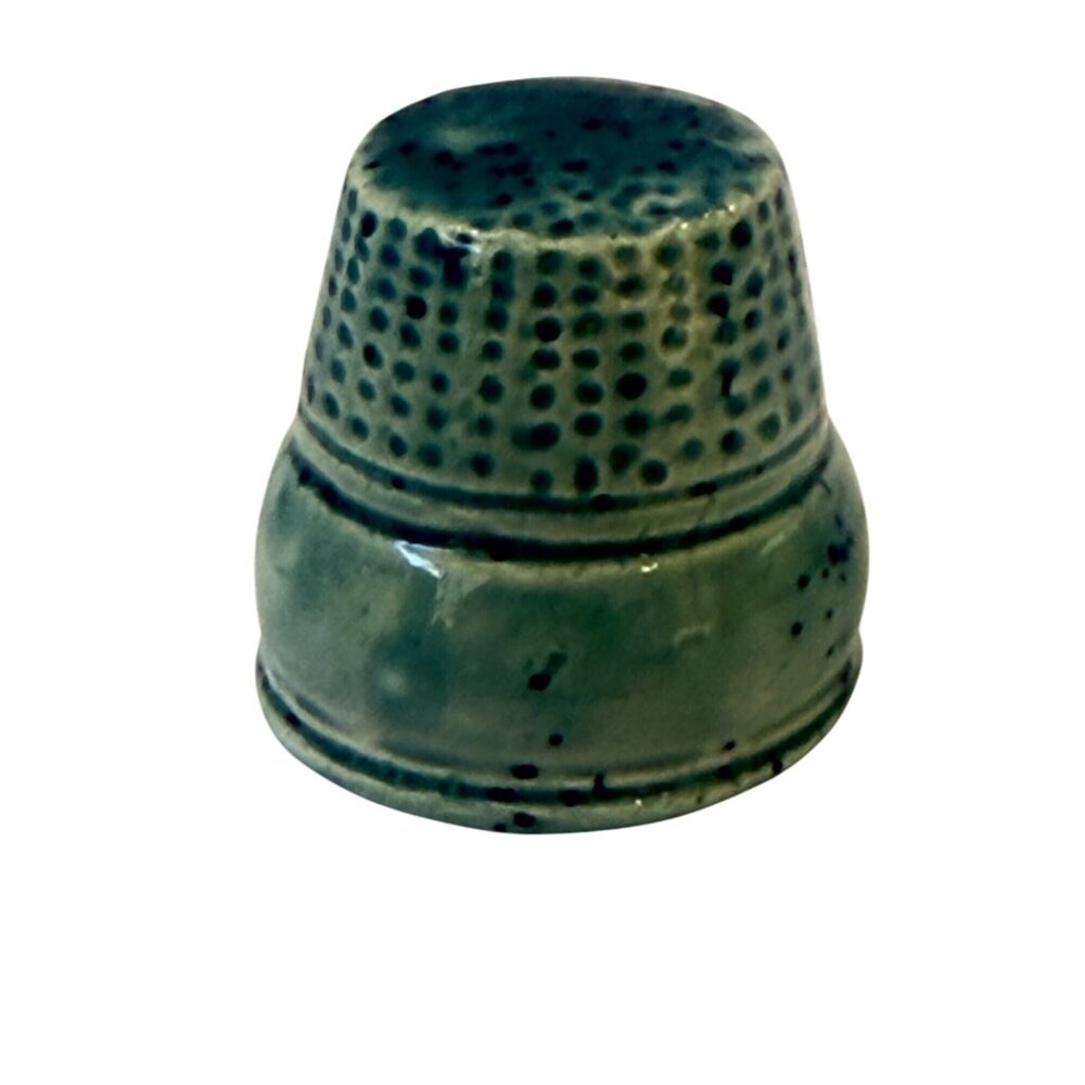 Vintage Set Of 5 Handmade Ceramic Thimbles Blue Yellow White Speckled Designs - Picture 9 of 16
